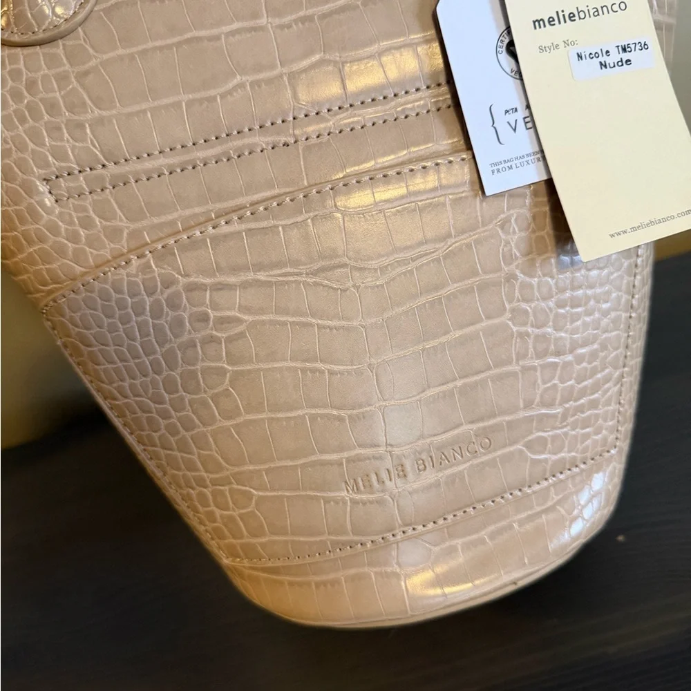 Anthropologie Melie Bianco Nicole Vegan Leather Croc Embossed Purse NEW